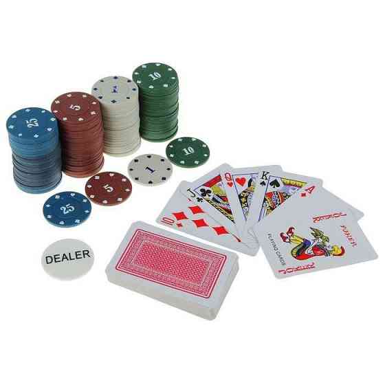 Покер, набор для игры (карты 2 колоды, фишки 100 ш 
