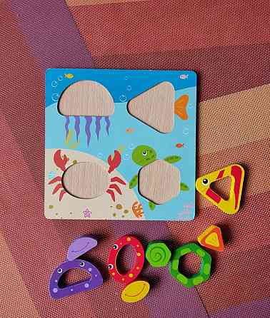 Деревянный мозаика-вкладыш 🐢🦀🐟🦑 