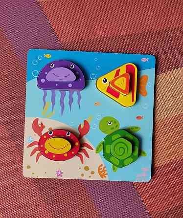 Деревянный мозаика-вкладыш 🐢🦀🐟🦑 