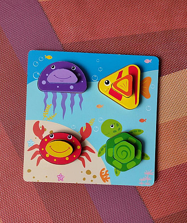Деревянный мозаика-вкладыш 🐢🦀🐟🦑  - изображение 2