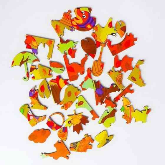 Фигурный деревянный пазл "Осенний день" 