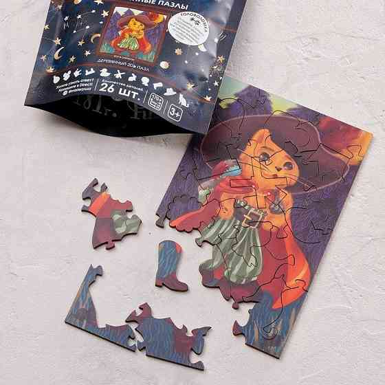 Фигурный деревянный пазл "Кот в сапогах" 