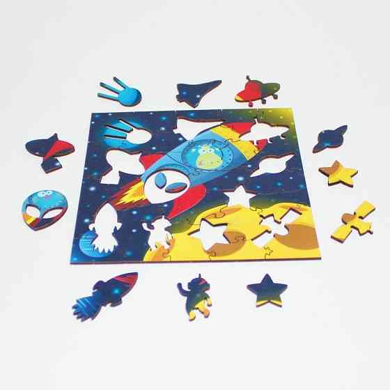 Фигурный деревянный пазл "Космическое путешествие" 