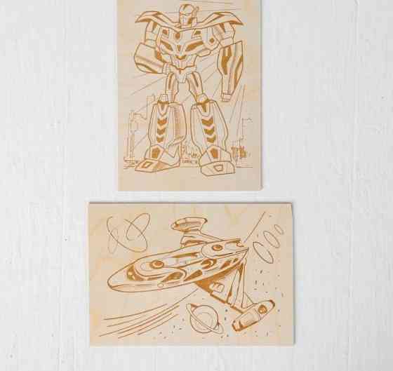 Доски для выжигания 2 шт. "Трансформер и космический корабль" блистер 
