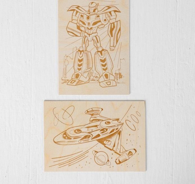 Доски для выжигания 2 шт. "Трансформер и космический корабль" блистер  - изображение 2