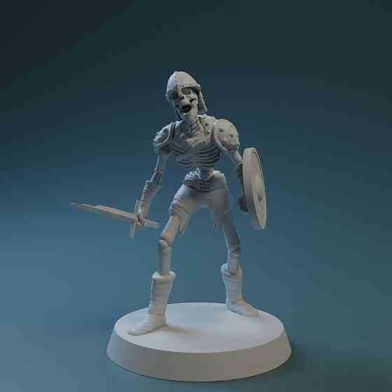 Скелет со сломанным мечом и щитом 