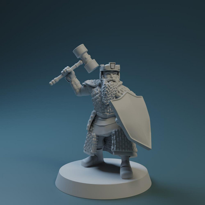 Дварф-воин с лёгким молотом и щитом  - изображение 1