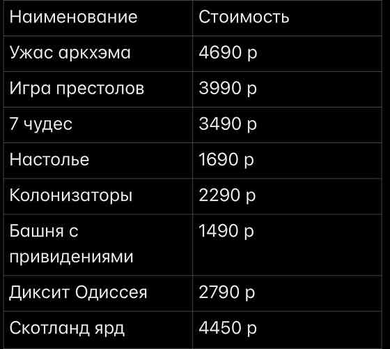 Настольные игры 